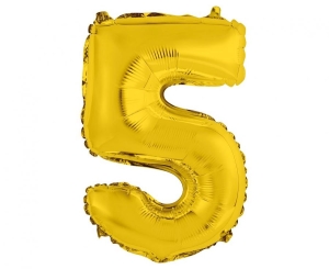 Balon foliowy cyfra 5 cali złota 35 cm