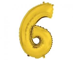 Balon foliowy cyfra 6 złota 35 cm