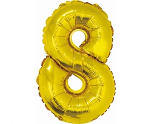 Balon foliowy cyfra 8 złota 35 cm