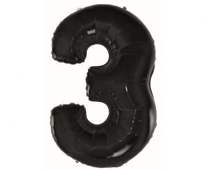 Balon foliowy cyfra 3 czarna 92 cm
