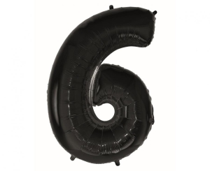 Balon foliowy cyfra 6 czarna 92 cm