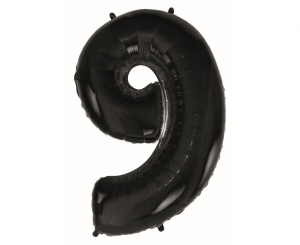 Balon foliowy cyfra 9 czarna 92 cm
