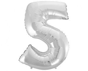 Balon foliowy cyfra 5 srebrna 92 cm