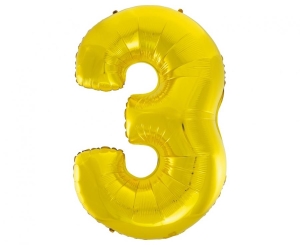 Balon foliowy cyfra 3 złota 92 cm