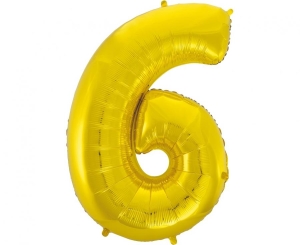 Balon foliowy cyfra 6 złota 92 cm