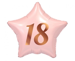 Balon foliowy 18 gwiazróżowa nadruk różowo-złoty 19 cali