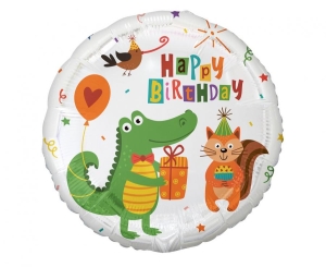 Balon foliowy Krokodylek z prezentem (Happy Birthday) 18 cali