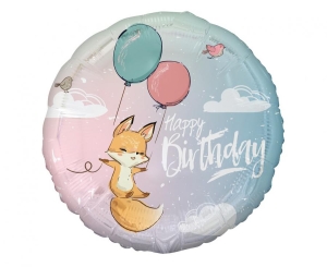 Balon foliowy Lisek (Happy Birthday) 18 cali