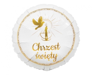 Balon foliowy Chrzest Święty (gołąbek i świeca) 18 cali