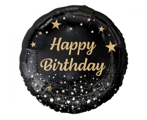 Balon foliowy Happy Birthday czarny 18 cali
