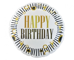 Balon foliowy Happy Birthday ( Party) paski okrągły 18 cali