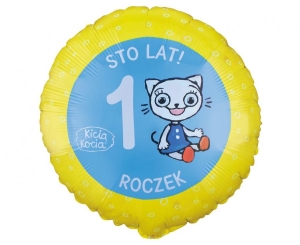 Balon foliowy Kicia Kocia - 1 Roczek 18 cali