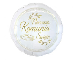 Balon foliowy Pierwsza Komunia Święta (biblia) okrągły 18 cali
