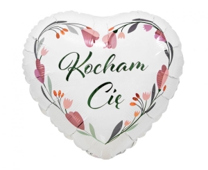 Balon foliowy Kocham Cię (białe serce) 18 cali