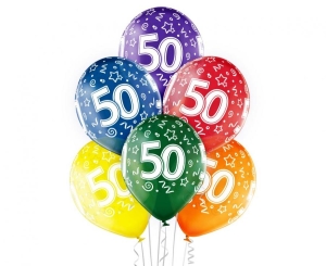 Balony 50th Birthday 12 cali 6 szt
