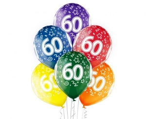 Balony 60th Birthday 12 cali 6 szt