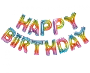 Balon foliowy Zestaw liter Happy Birthday Tęczowy