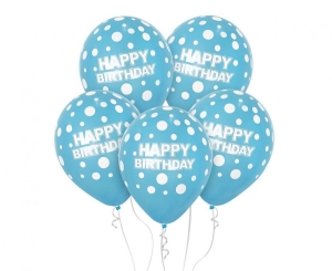 Balony Happy Birthday niebieskie 12 cali 10 szt Godan