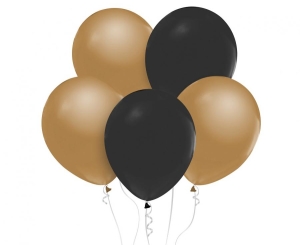 Balony metaliki złote i czarne 12 cali 10 szt Godan