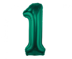 Balon foliowy cyfra 1 zieleń butelkowa 85 cm
