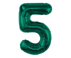 Balon foliowy cyfra 5 zieleń butelkowa 85 cm
