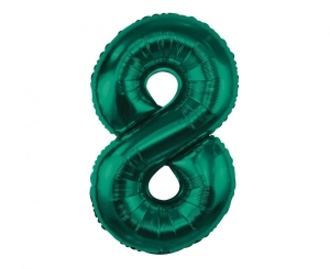 Balon foliowy cyfra 8 zieleń butelkowa 85 cm