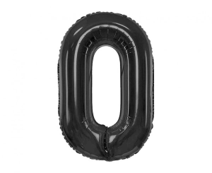 Balon foliowy cyfra 0 matowa czarna 85 cm