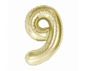 Balon foliowy cyfra 9 szampańska 85 cm