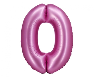 Balon foliowy cyfra 0 satynowa różowa 76 cm