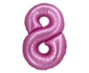 Balon foliowy cyfra 8 satynowa różowa 76 cm