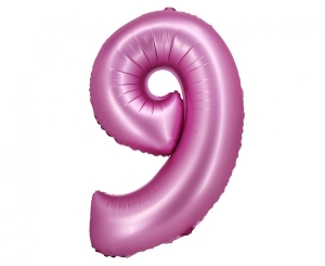 Balon foliowy cyfra 9 satynowa różowa 76 cm