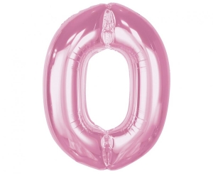 Balon foliowy cyfra 0 jasna różowa 92 cm