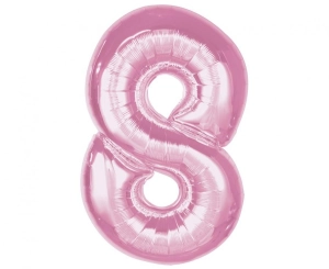 Balon foliowy cyfra 8 jasna różowa 92 cm