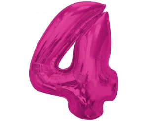 Balon foliowy cyfra 4 różowa 92 cm