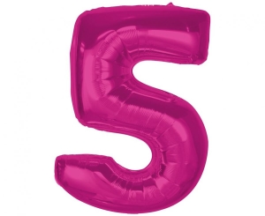 Balon foliowy cyfra 5 różowa 92 cm