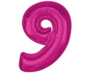 Balon foliowy cyfra 9 różowa 92 cm