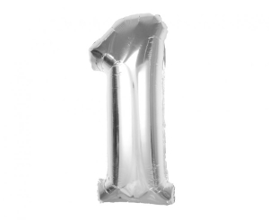 Balon foliowy cyfra 1 srebrna 92 cm