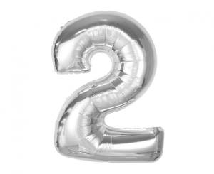 Balon foliowy cyfra 2 srebrna 92 cm