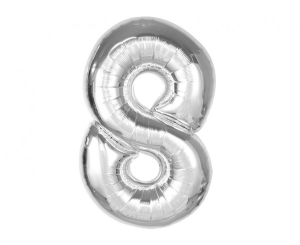 Balon foliowy cyfra 8 srebrna 92 cm