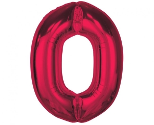 Balon foliowy cyfra 0 czerwona 92 cm