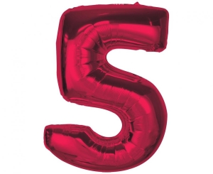 Balon foliowy cyfra 5 czerwona 92 cm