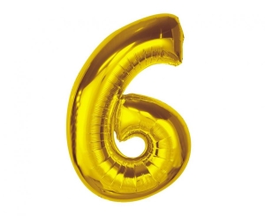 Balon foliowy cyfra 6 złota 92 cm
