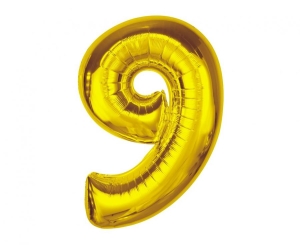 Balon foliowy cyfra 9 złota 92 cm