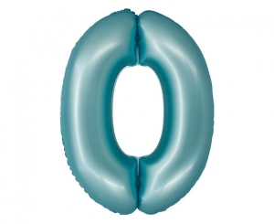 Balon foliowy cyfra 0 jasne niebieska matowa 76 cm