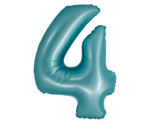 Balon foliowy cyfra 4 jasne niebieska matowa 76 cm