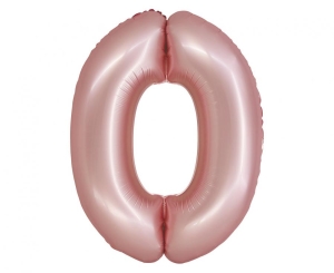 Balon foliowy cyfra 0 jasne różowa matowa 76 cm