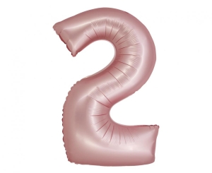 Balon foliowy cyfra 2 jasne różowa matowa 76 cm