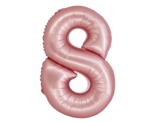 Balon foliowy cyfra 8 jasne różowa matowa 76 cm