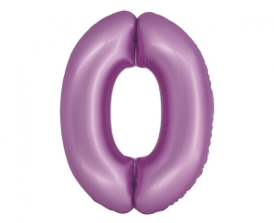 Balon foliowy cyfra 0 lawendowa matowa 76 cm