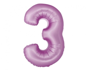 Balon foliowy cyfra 3 lawendowa matowa 76 cm